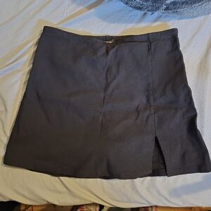 Black Mini A-Line Skirt with Front Slit